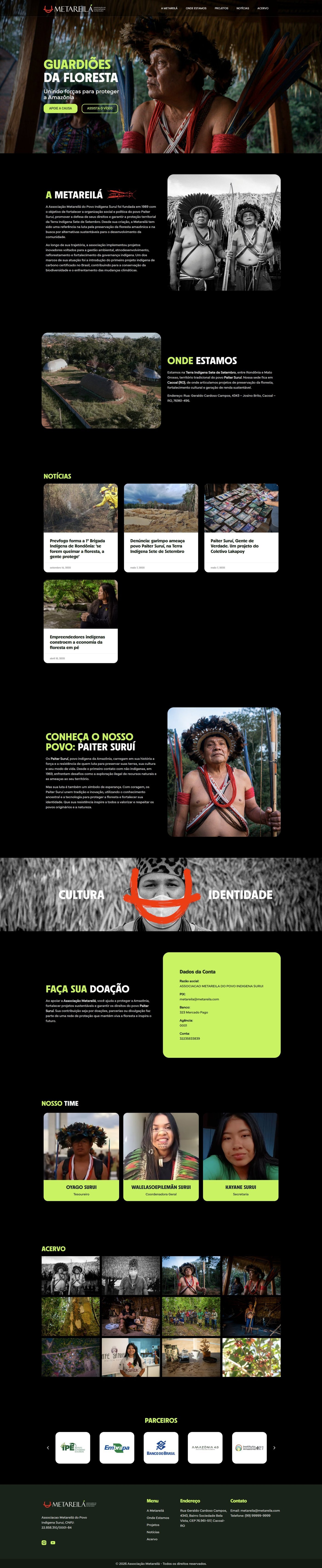 Rolagem completa do site Associação Metareilá